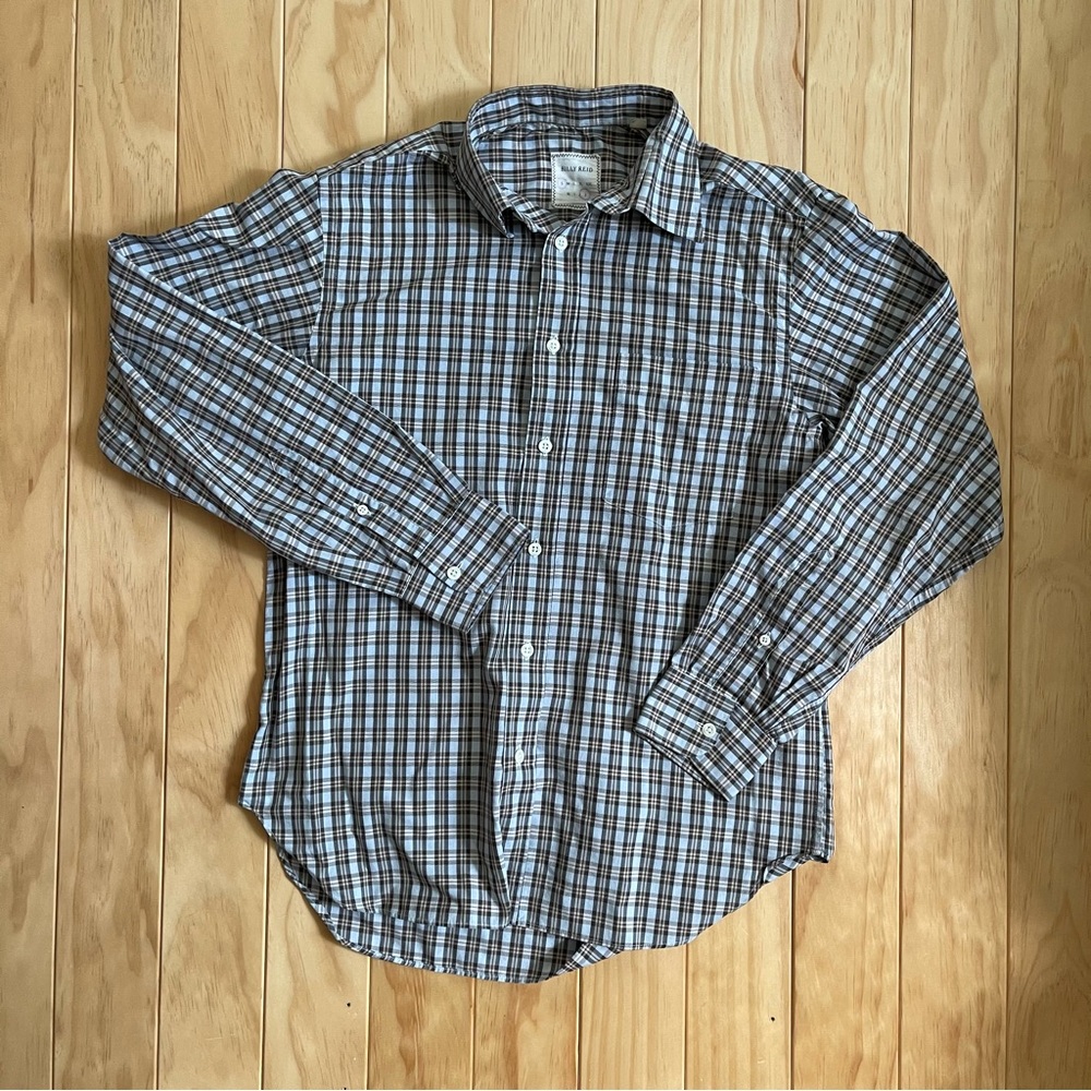 Billy Reid Gingham Plaid Long Sleeve Button Dwn Shirt Size- medium